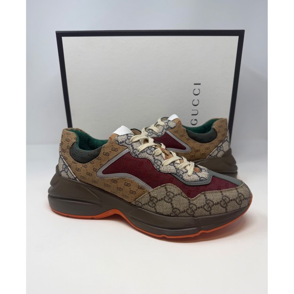 Gucci Other - Gucci Rhyton GG Monogram Sneaker Beige/Brick Red Size 10 US 9 Gucci
